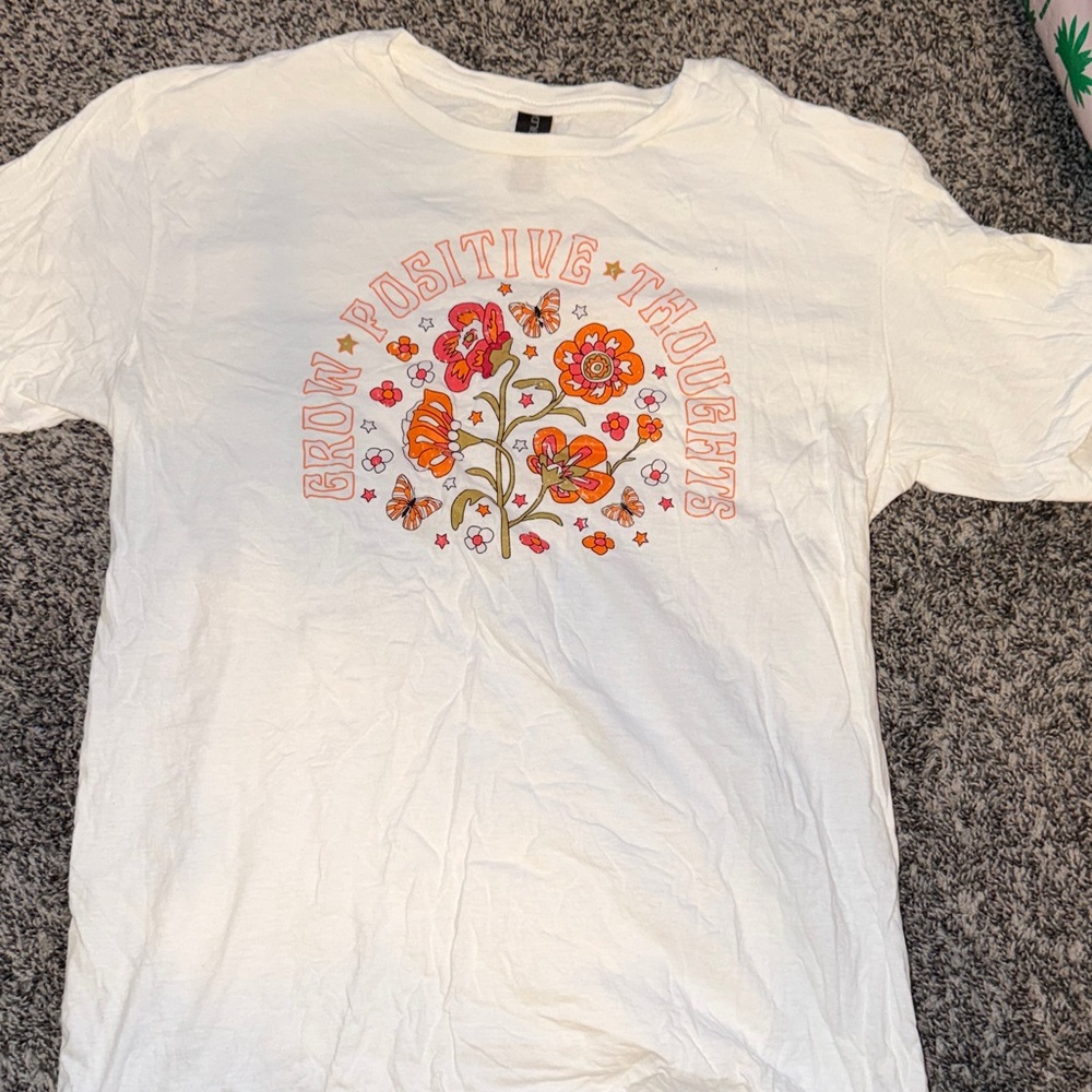Gildan White Tee with Colorful Floral Design